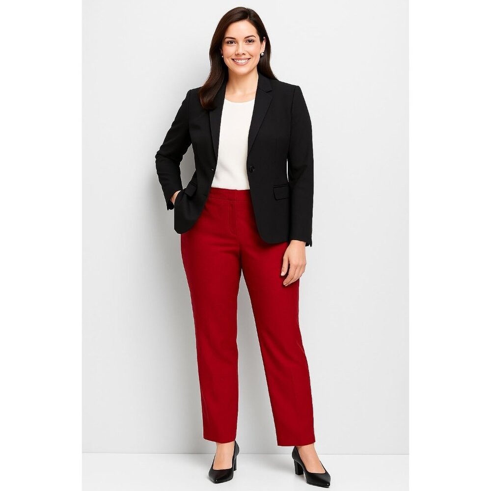 Talbots Signature Pants Womens Size 14‎ Red Jacquard Modern Officewear Church